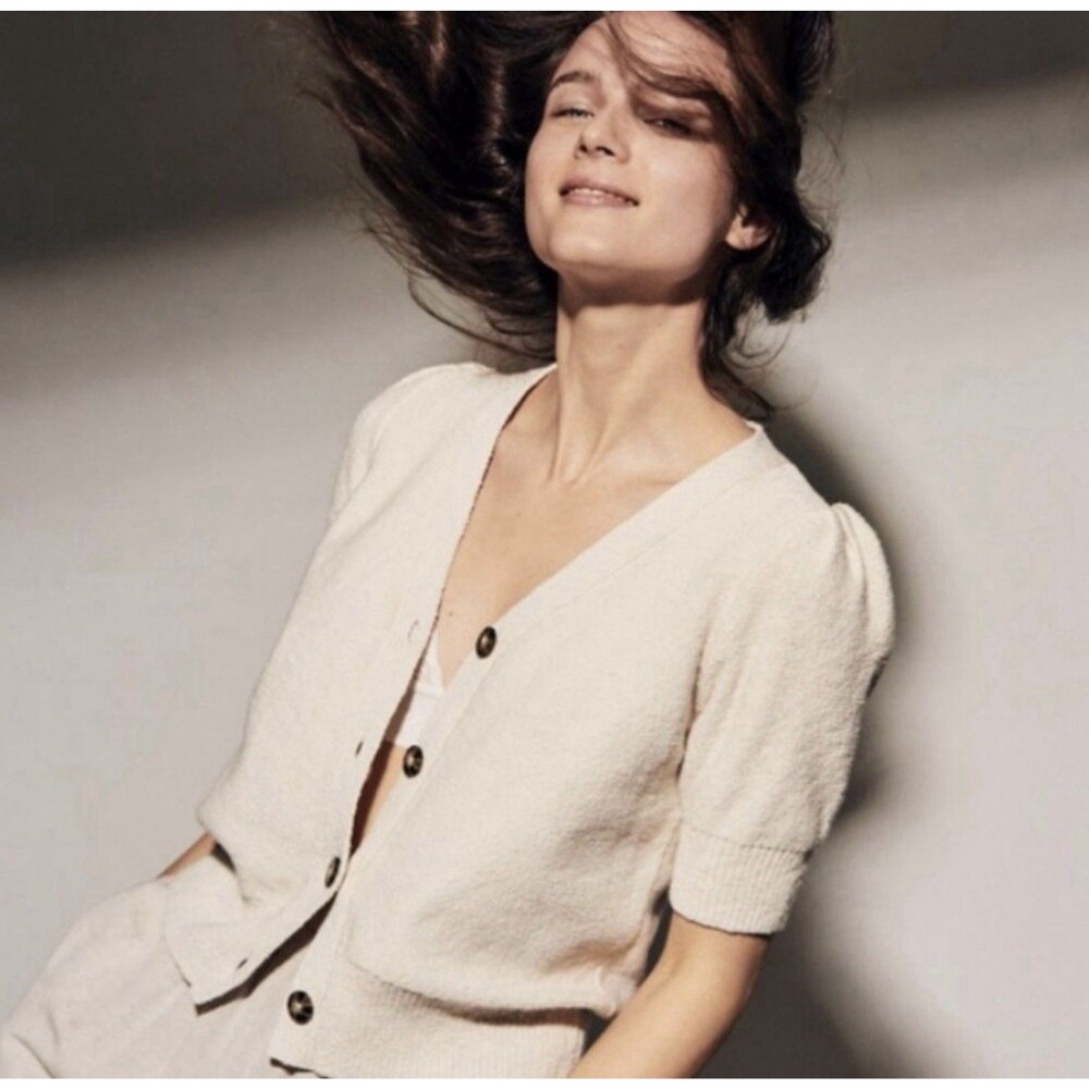 Madewell Women’s Cream Oatmeal Cardigan Sweater Casual Dressy Texture XXS